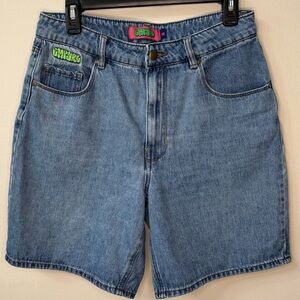 Empyre Denim Jorts Size 10 Baggy Skater Shorts Blue Logo Detail